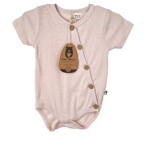 Rabbit + Bear Organic Cotton Ribbed Button Infant Baby Girl Onesie Outfit 6 9 mo